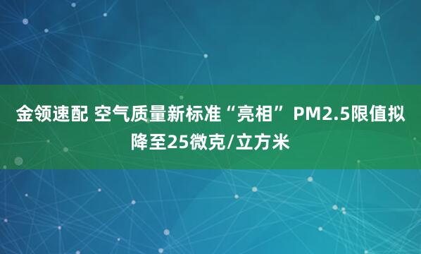 金领速配 空气质量新标准“亮相” PM2.5限值拟降至25微克/立方米