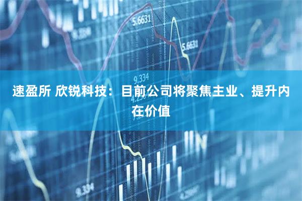 速盈所 欣锐科技：目前公司将聚焦主业、提升内在价值